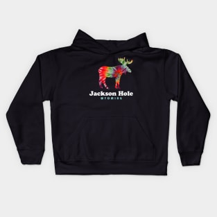 Jackson Hole Wyoming Moose Tie Dye Grand Tetons. Kids Hoodie